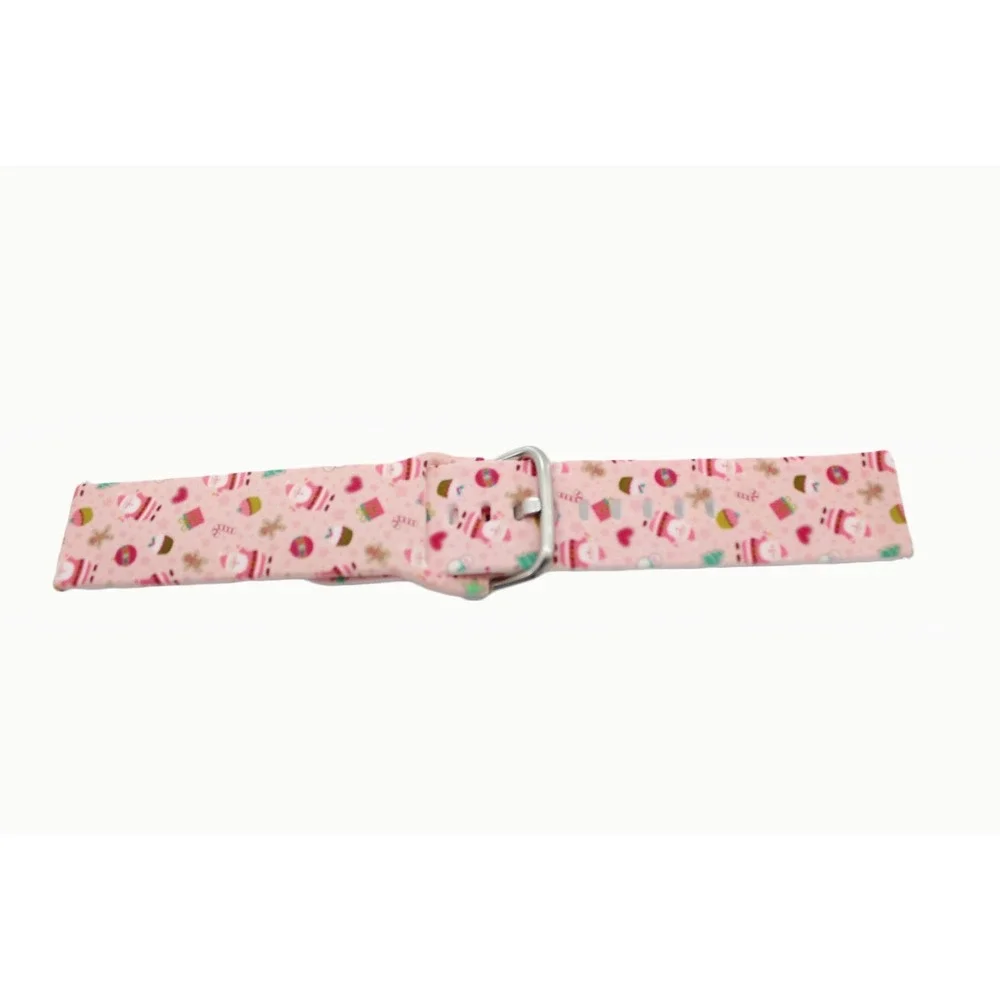 Watbro Christmas Smart Watch Band Pink Santa Gingerbread Holiday Silicone Strap